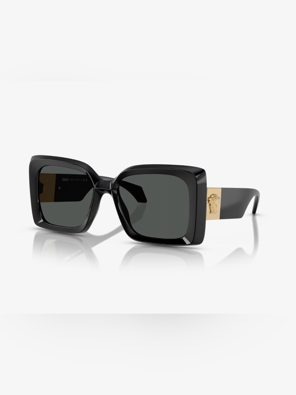 Versace Black Square Sunglasses with Gold Medusa Accent